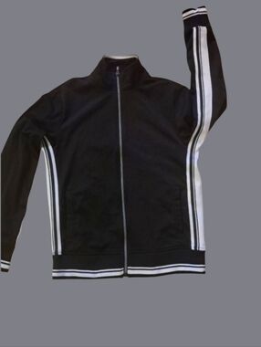 Athletic Works Black White Striped Athletic Jacket Men's Size Small